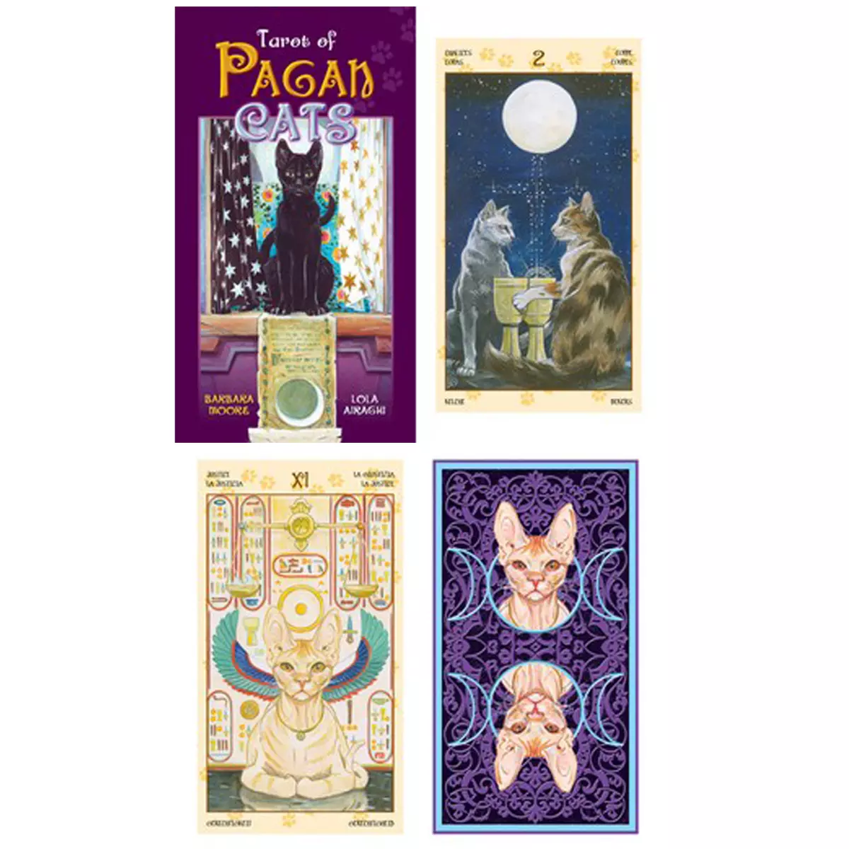 les trésors de lily Tarot Créateur 'Pagan Cats' violet 12x7x3 cm [A1286]