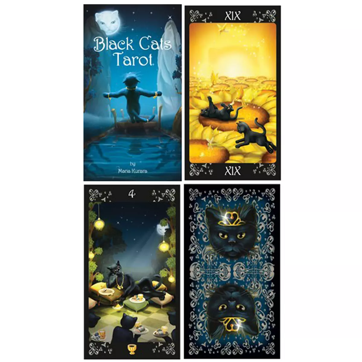 les trésors de lily Tarot Créateur 'Tarot des Chats Noirs' Black Cats 12x7x3 cm [A0973]