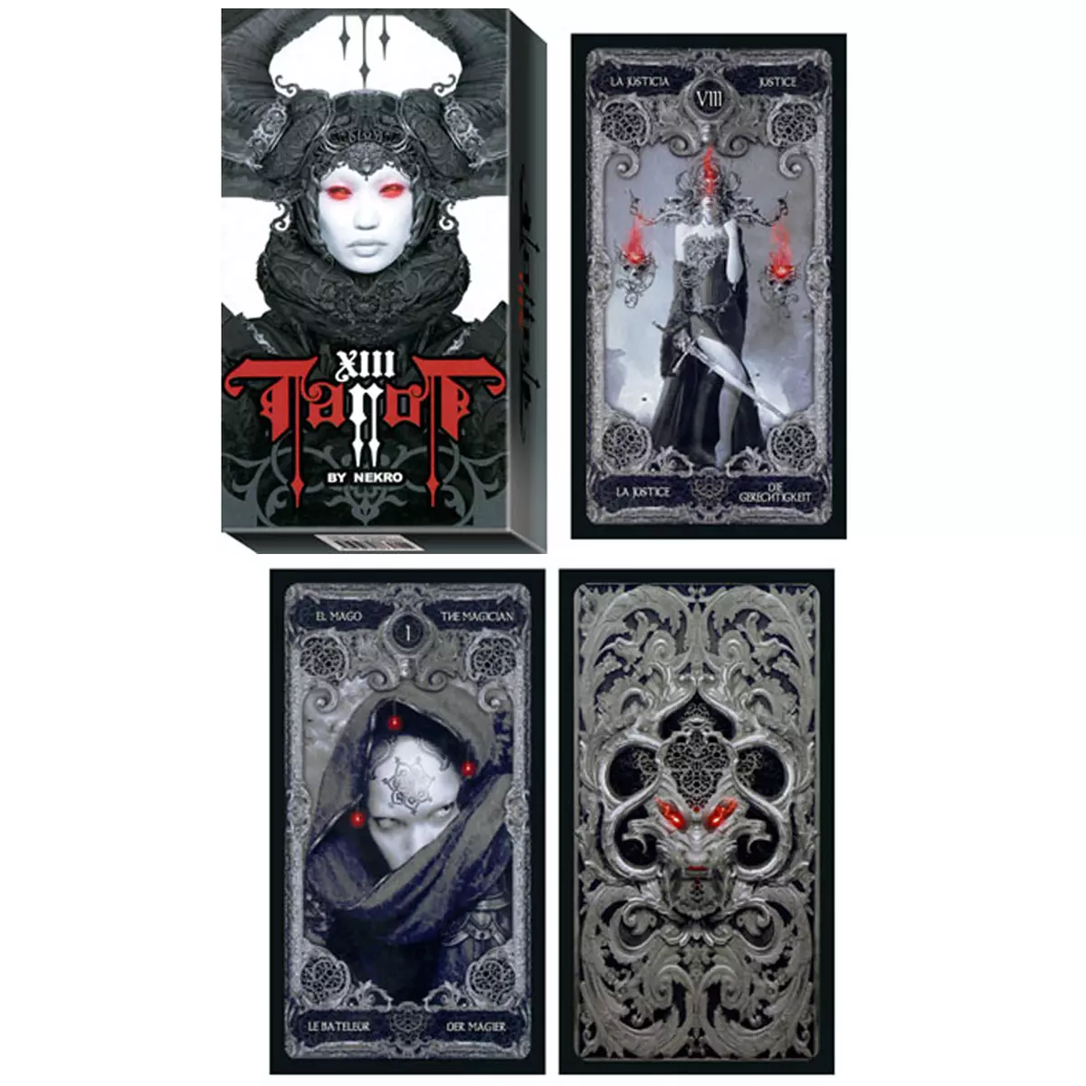les trésors de lily Tarot Créateur 'XIII' gris rouge (by Nekro) 115x6x3 cm [A0946]