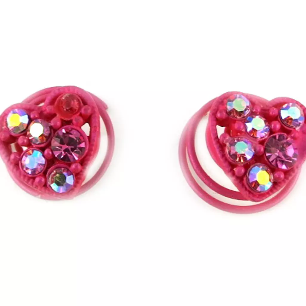 Les Trésors De Lily Tortillas 'Coeurs Cristal' Fushia Vendu Par Paire [D9392]