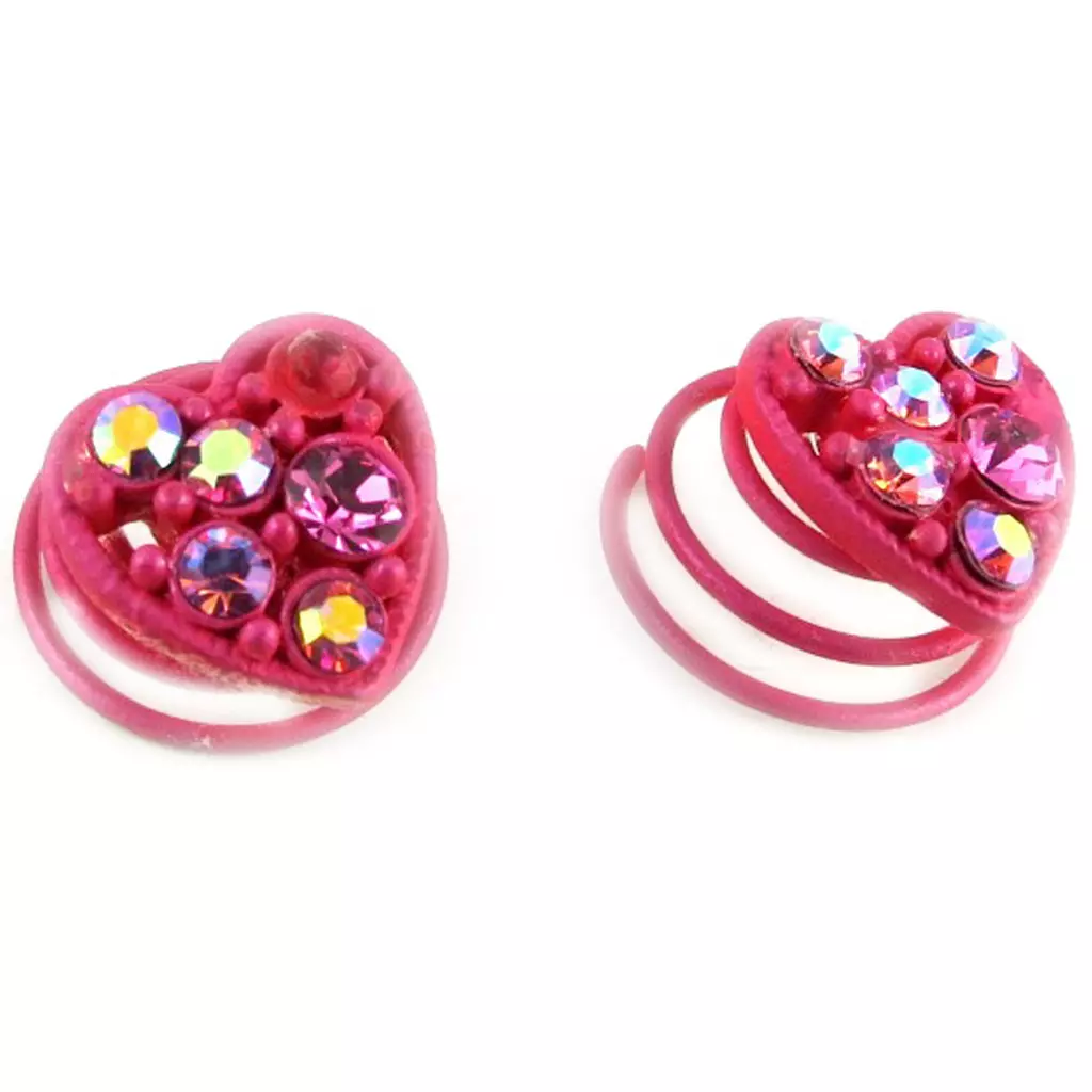 les trésors de lily Tortillas 'Coeurs Cristal' Fushia vendu par paire [D9392]