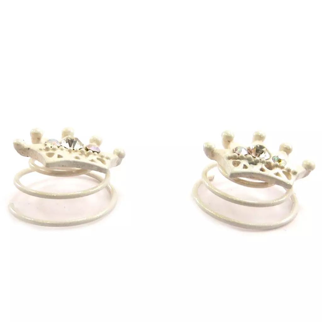 Les Trésors De Lily Tortillas 'Couronne' Blanc 15x10 Mm Vendu Par Paire [B7941]