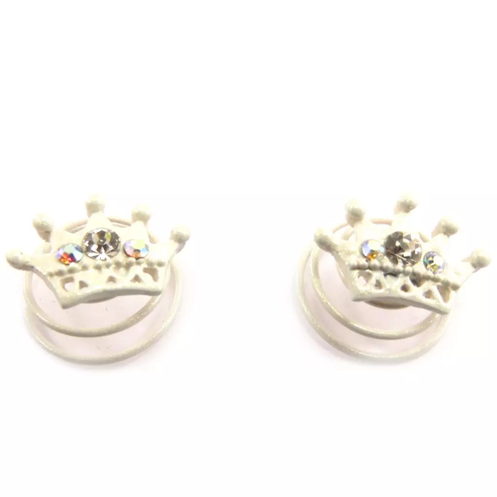 Les Trésors De Lily Tortillas 'Couronne' Blanc 15x10 Mm Vendu Par Paire [B7941]