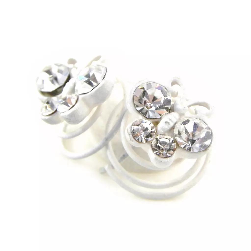 Les Trésors De Lily Tortillas 'Cristal Butterfly' Blanc 11x12 Mm Vendu Par Paire [B7942]