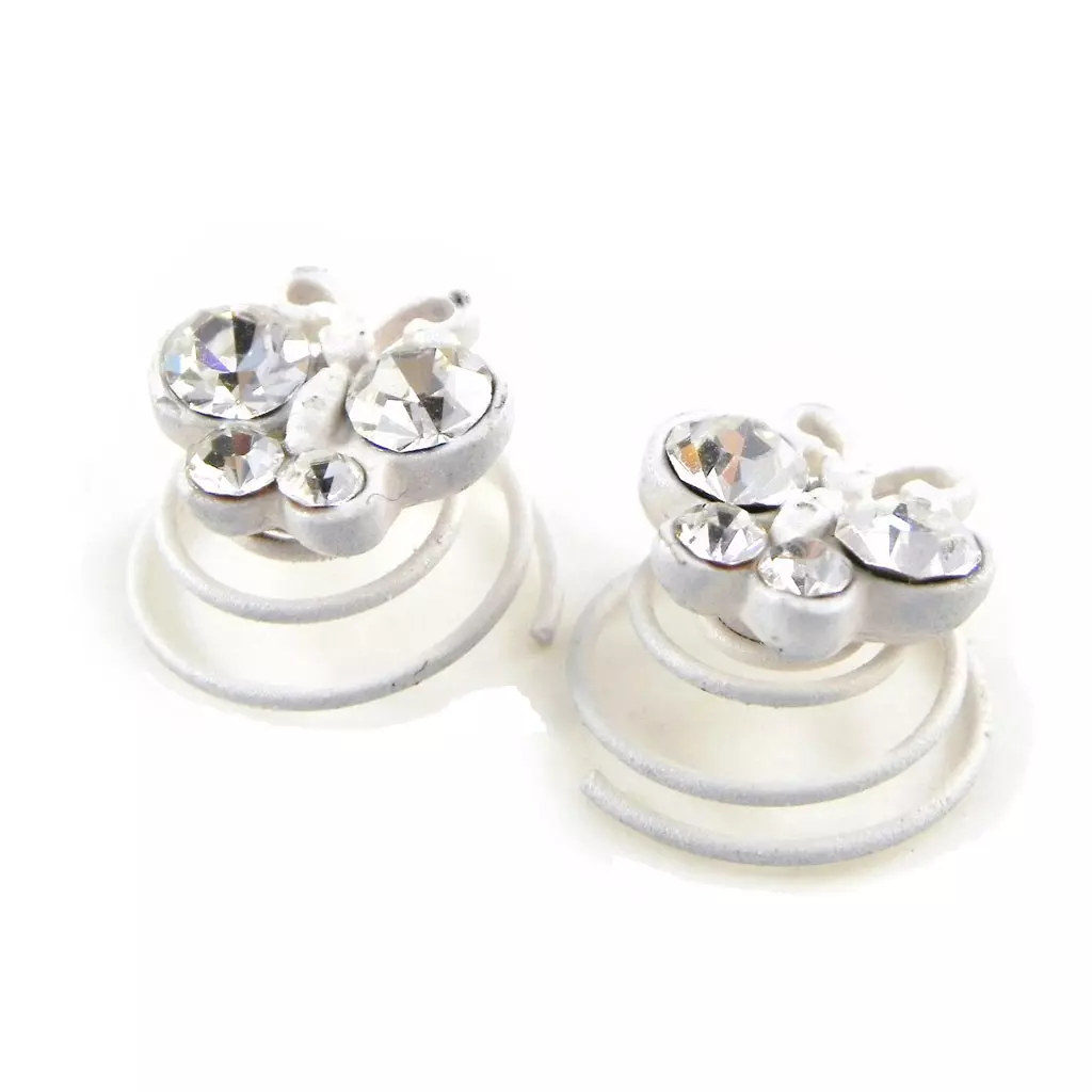Les Trésors De Lily Tortillas 'Cristal Butterfly' Blanc 11x12 Mm Vendu Par Paire [B7942]