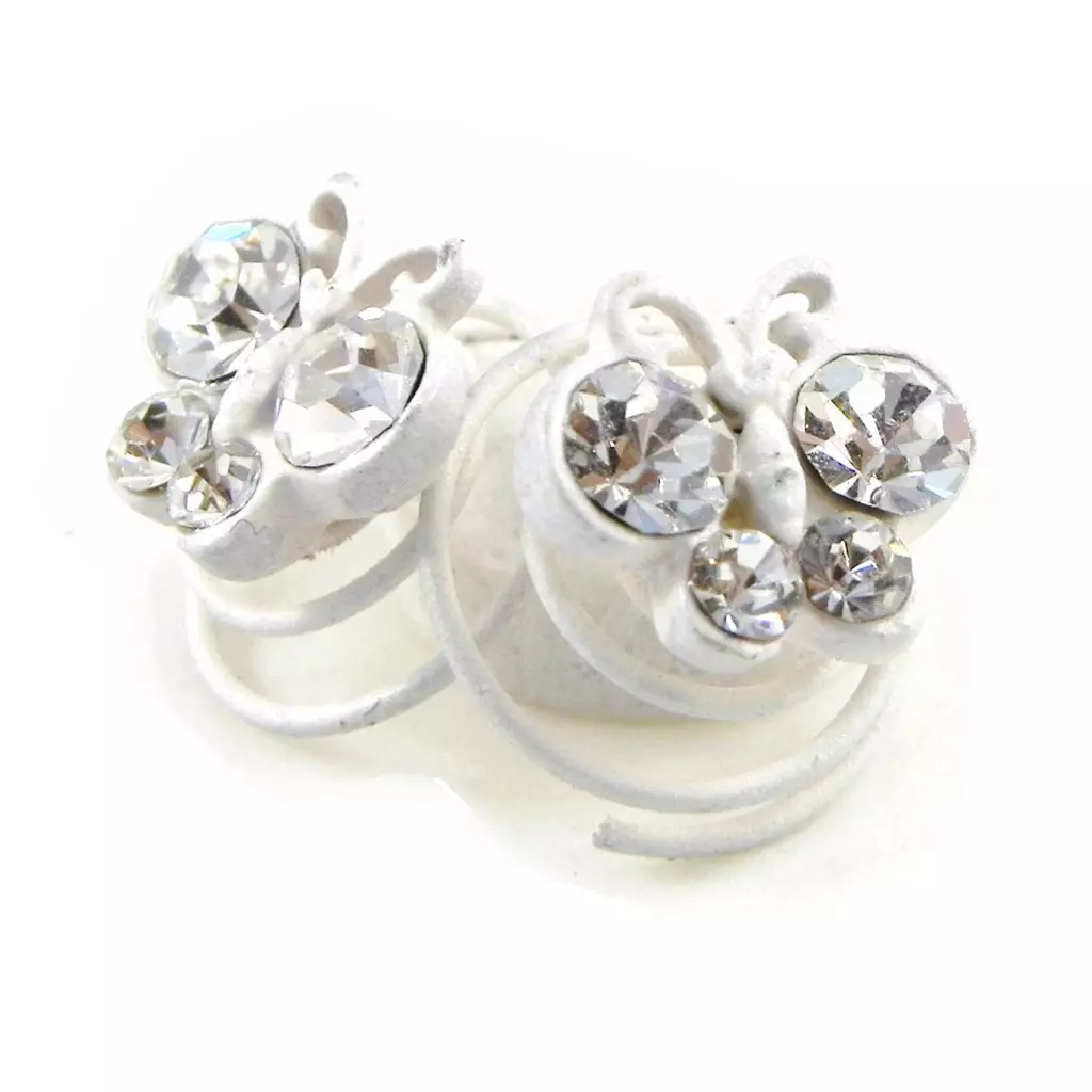 Les Trésors De Lily Tortillas 'Cristal Butterfly' Blanc 11x12 Mm Vendu Par Paire [B7942]