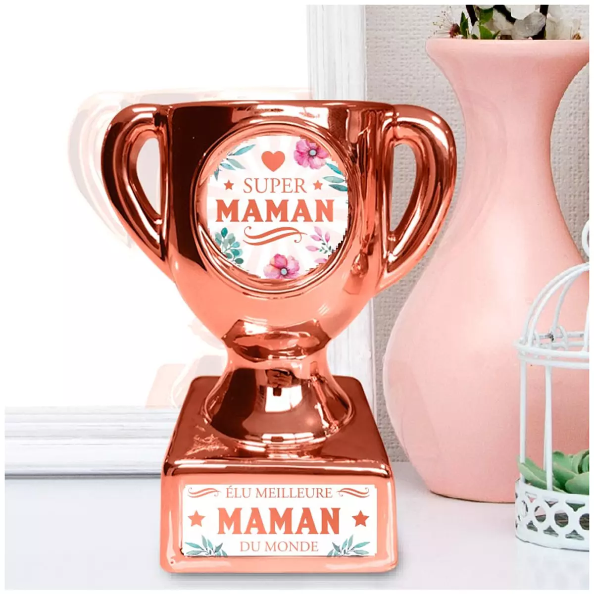 Les Trésors De Lily Trophée De Star Céramique 'Super Maman' Rosé 160x135x85 Mm [A3266]