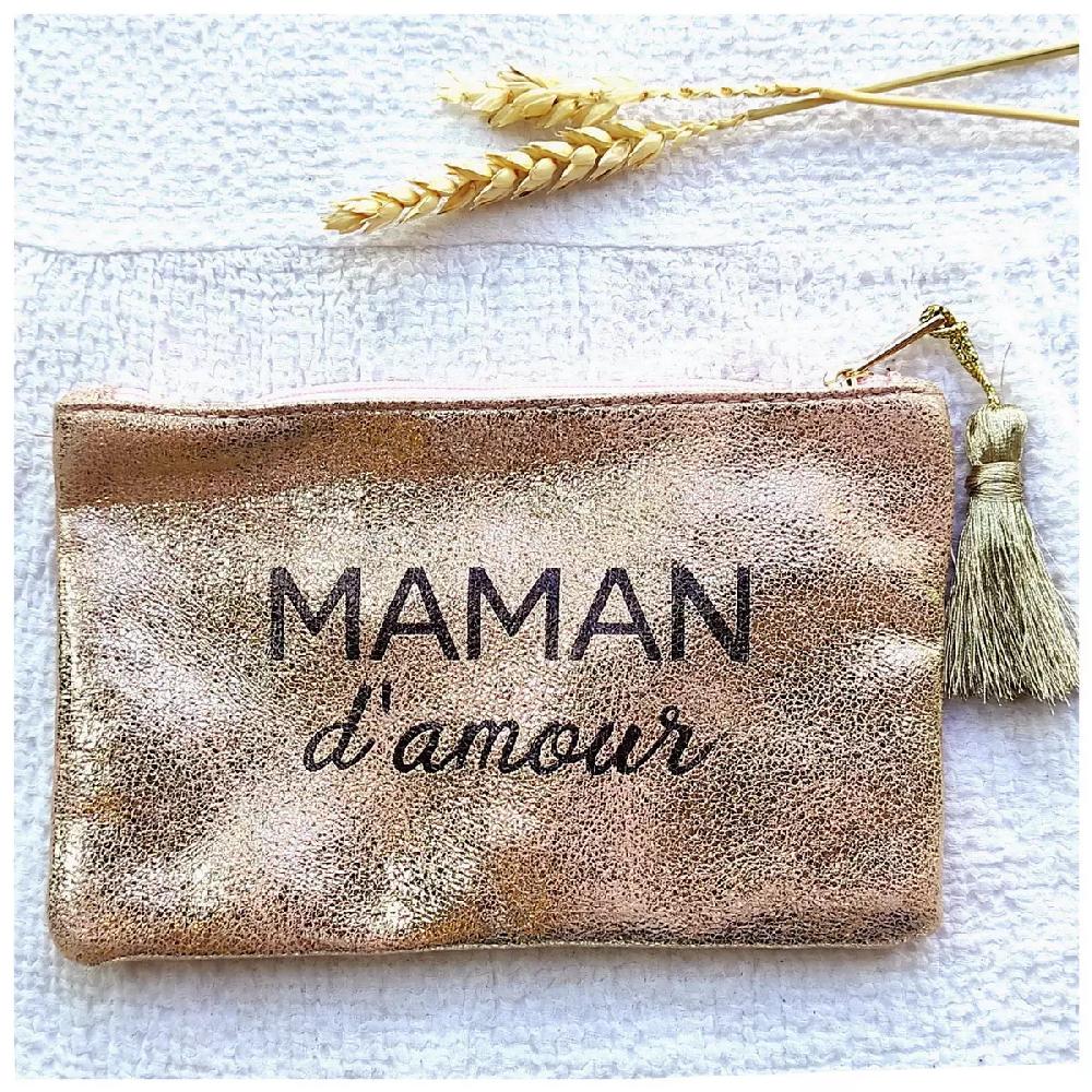 les trésors de lily Trousse plate 'Maman d'amour' rosé 17x10 cm [A3857]