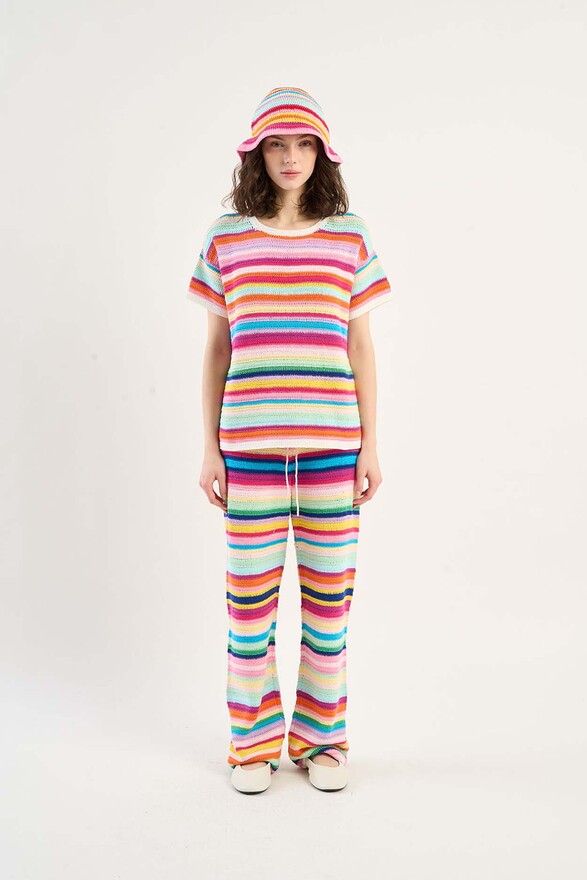 Les Tricots De Léa Bob En Crochet Coloré 100% Coton Fait Main BELLA Multicolore