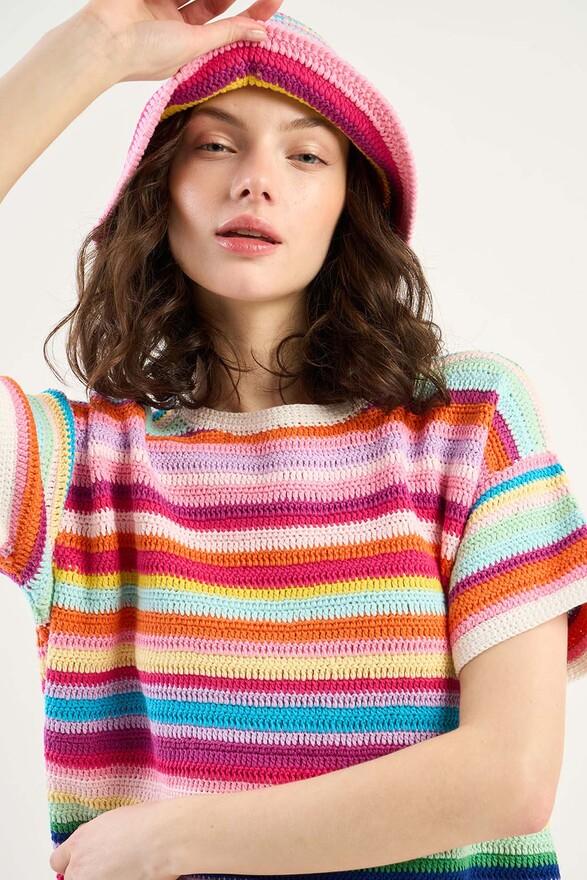 Les Tricots De Léa Bob En Crochet Coloré 100% Coton Fait Main BELLA Multicolore