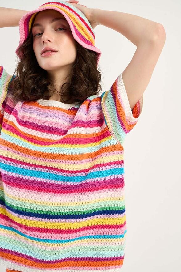 les tricots de léa Bob en crochet coloré 100% Coton fait main BELLA Multicolore