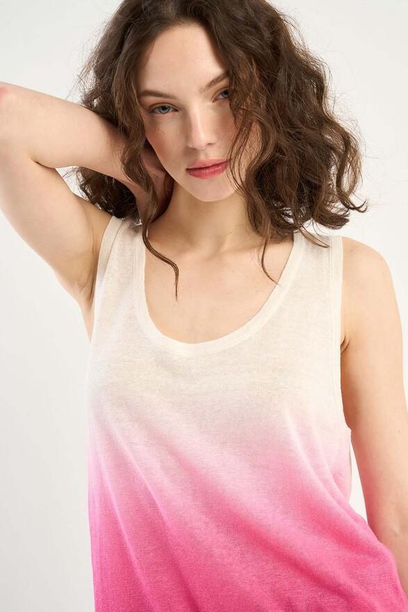 Les Tricots De Léa Débardeur Dip Dye En 100% Lin DIBOU Raspberry