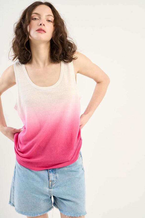 les tricots de léa Débardeur dip dye en 100% Lin DIBOU Raspberry les tricots de léa Débardeur dip dye en 100% Lin DIBOU Raspberry