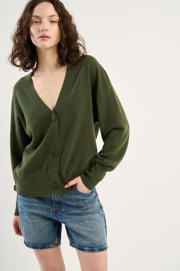 les tricots de léa Gilet boutonné en 100% Cachemire GRAMMY Kaki les tricots de léa Gilet boutonné en 100% Cachemire GRAMMY Kaki