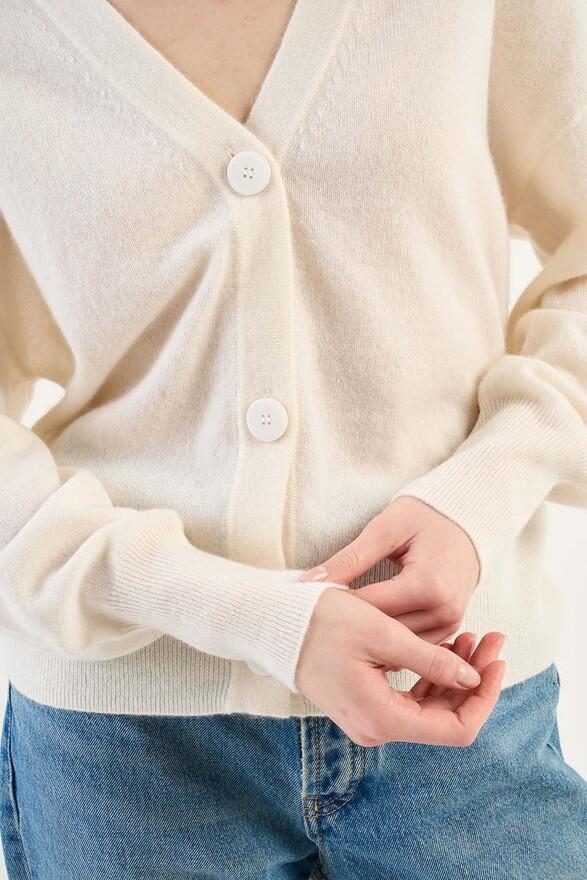 Les Tricots De Léa Gilet Boutonné En 100% Cachemire GRAMMY Milk