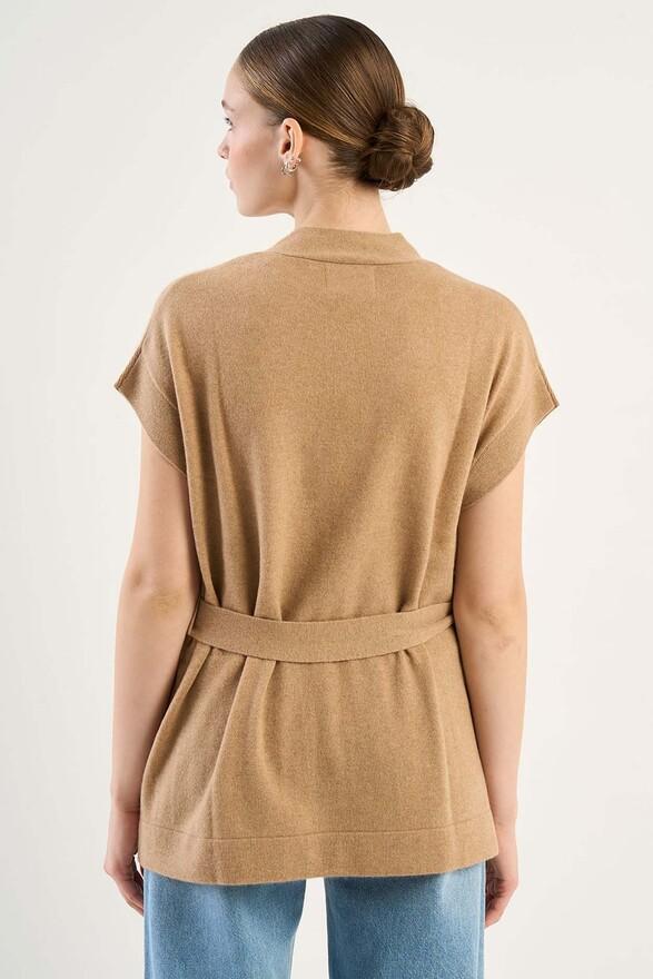 Les Tricots De Léa Gilet Ceinturé En 100% Cachemire GOOTY Camel