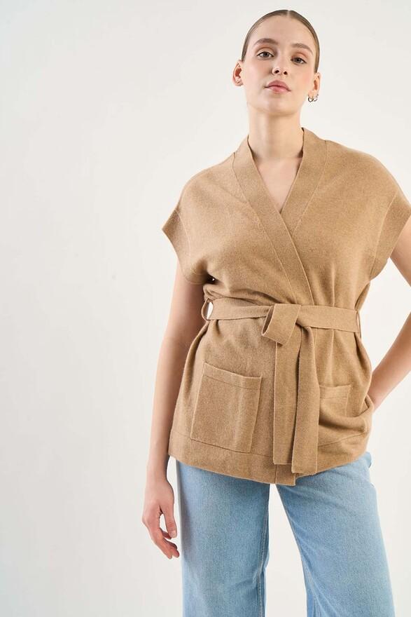 les tricots de léa Gilet ceinturé en 100% Cachemire GOOTY Camel les tricots de léa Gilet ceinturé en 100% Cachemire GOOTY Camel