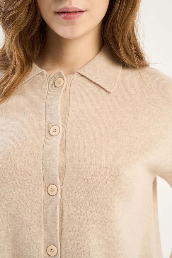 Les Tricots De Léa Gilet En 100% Cachemire GELLY Beige Chiné
