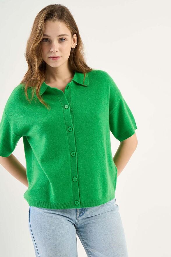 Les Tricots De Léa Gilet En 100% Cachemire GELLY Cactus