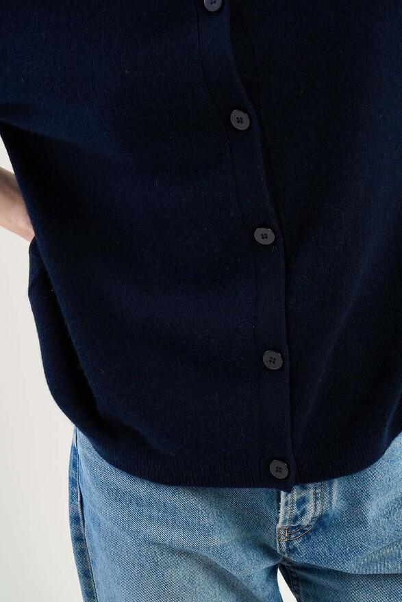 Les Tricots De Léa Gilet En 100% Cachemire GELLY Marine
