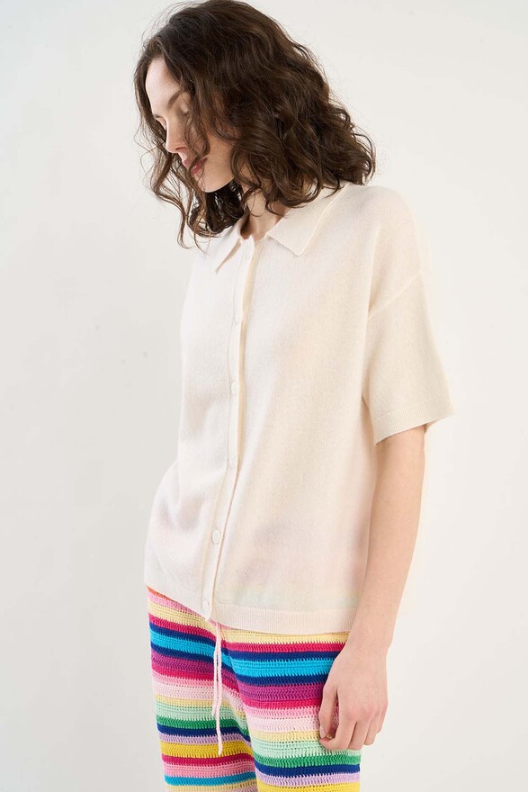 Les Tricots De Léa Gilet En 100% Cachemire GELLY Milk