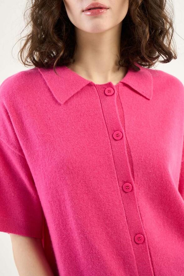 Les Tricots De Léa Gilet En 100% Cachemire GELLY Raspberry