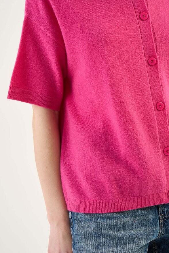 Les Tricots De Léa Gilet En 100% Cachemire GELLY Raspberry
