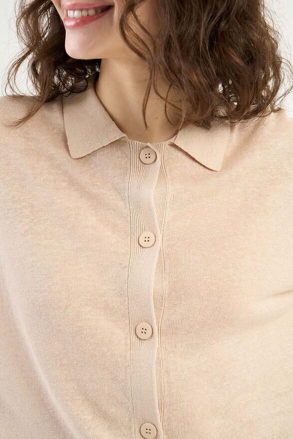 Les Tricots De Léa Gilet En 100% Lin GELLYSTA Beige Chiné