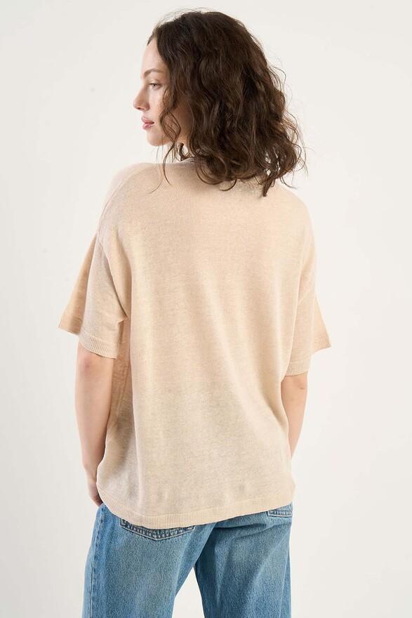 Les Tricots De Léa Gilet En 100% Lin GELLYSTA Beige Chiné