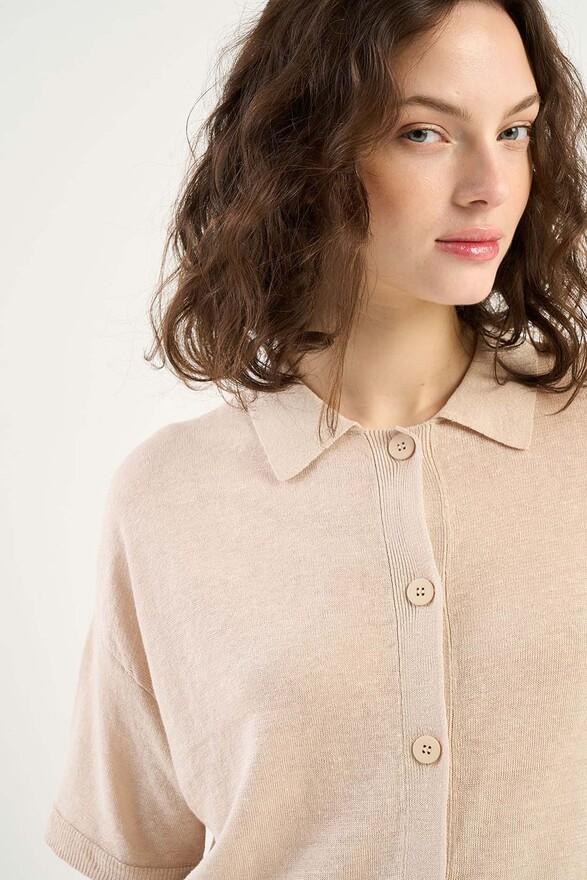 les tricots de léa Gilet en 100% Lin GELLYSTA Beige chiné les tricots de léa Gilet en 100% Lin GELLYSTA Beige chiné