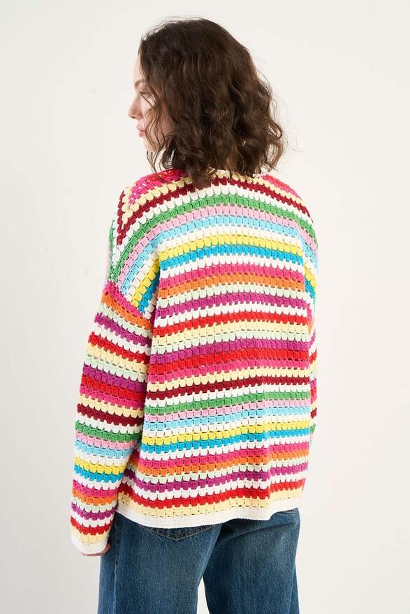 Les Tricots De Léa Gilet En Crochet 100% Coton Fait Main GAMASA Multicolore