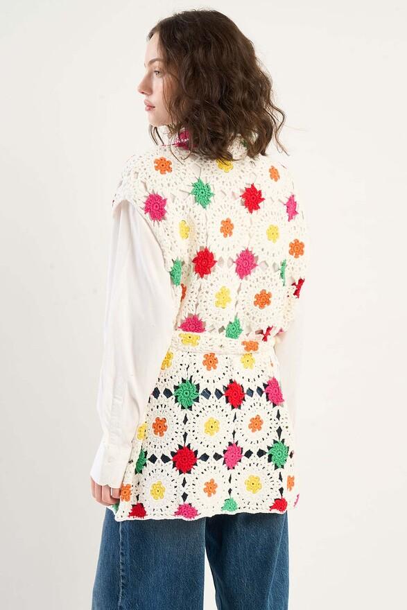 Les Tricots De Léa Gilet En Crochet 100% Coton Fait Main GAMYA Multicolore