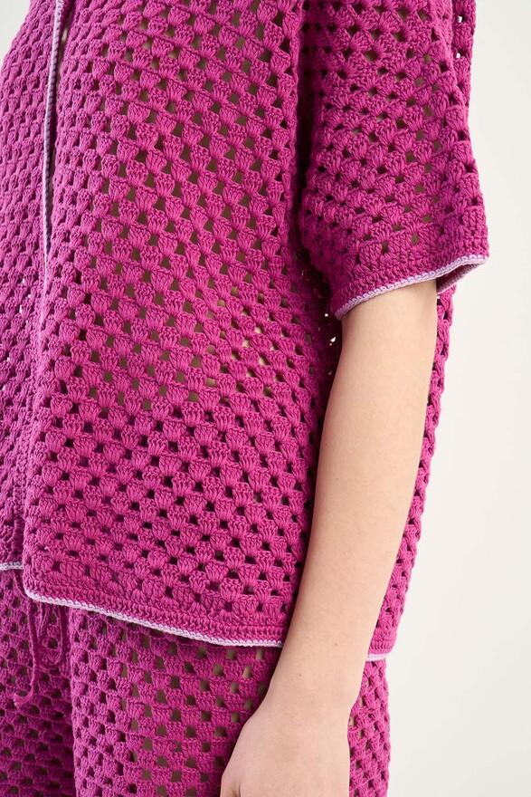 Les Tricots De Léa Gilet En Crochet 100% Coton Fait Main GYSTA Cassis