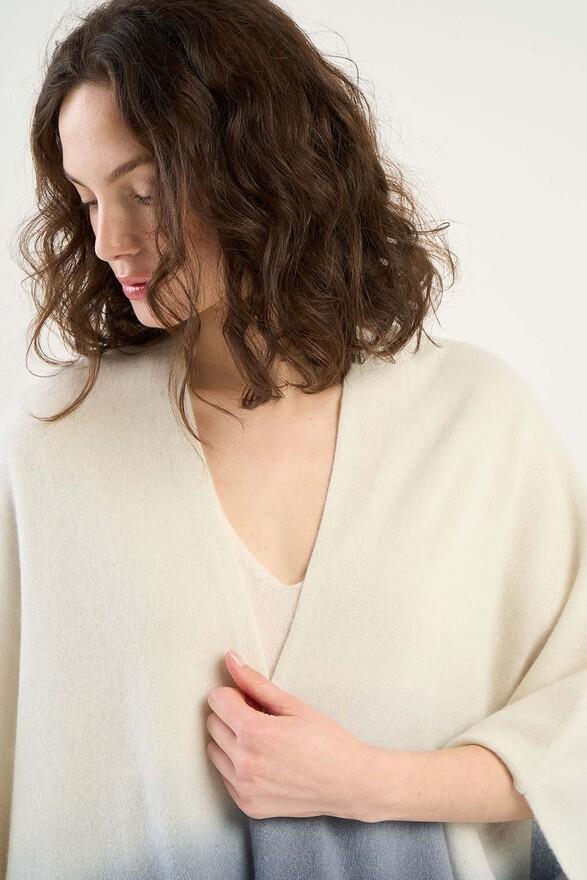 Les Tricots De Léa Gilet Poncho Dip Dye En 100% Cachemire GATIA Marine