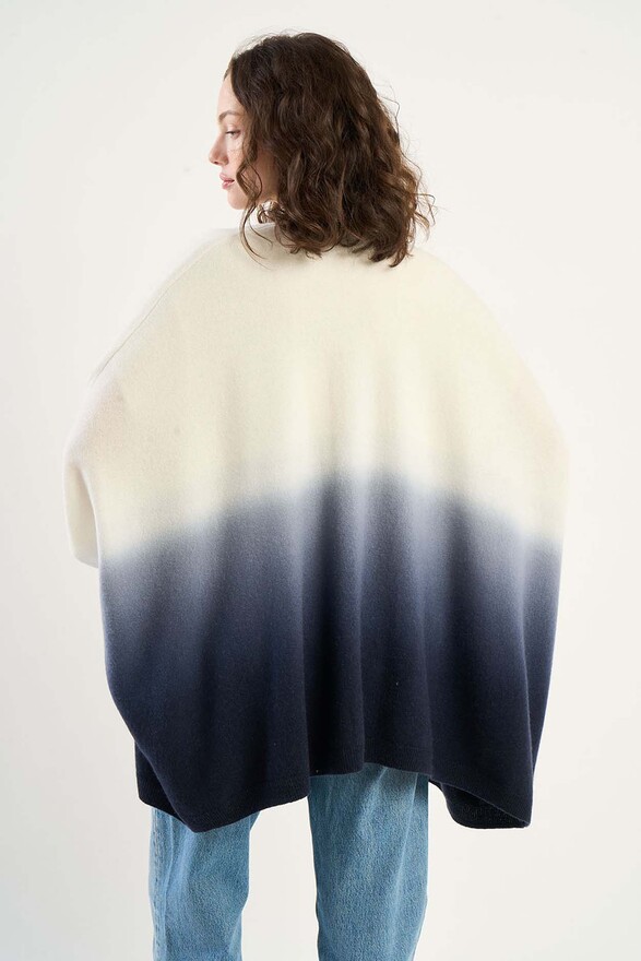 Les Tricots De Léa Gilet Poncho Dip Dye En 100% Cachemire GATIA Marine