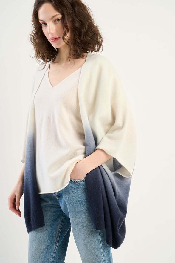 Les Tricots De Léa Gilet Poncho Dip Dye En 100% Cachemire GATIA Marine