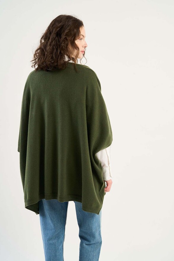Les Tricots De Léa Gilet Poncho Ouvert En 100% Cachemire GWENN Kaki