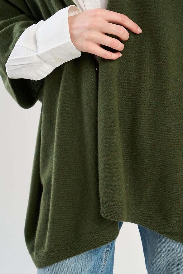 Les Tricots De Léa Gilet Poncho Ouvert En 100% Cachemire GWENN Kaki