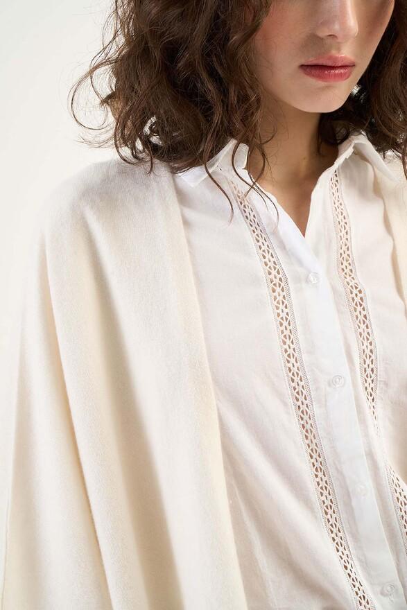 Les Tricots De Léa Gilet Poncho Ouvert En 100% Cachemire GWENN Milk