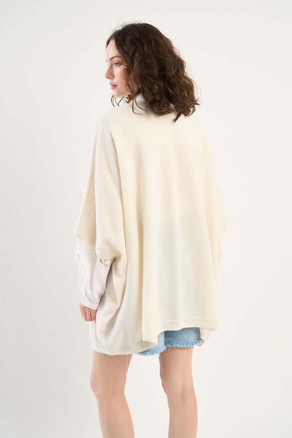 Les Tricots De Léa Gilet Poncho Ouvert En 100% Cachemire GWENN Milk