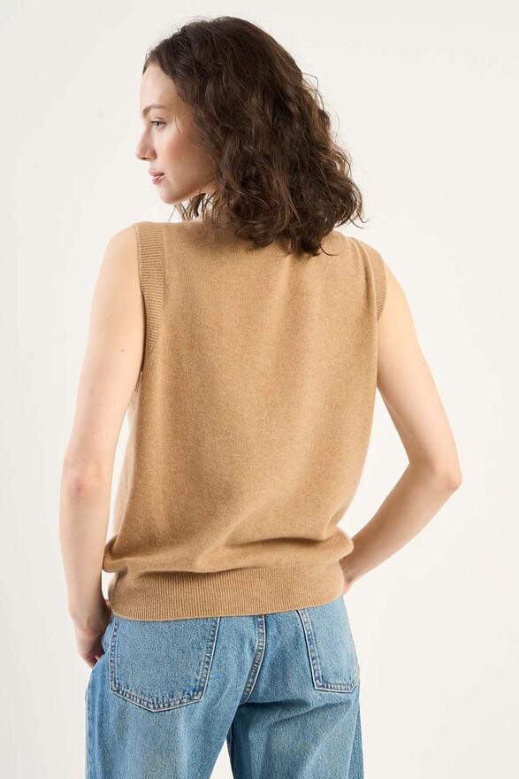 Les Tricots De Léa Gilet Sans Manches En 100% Cachemire GABS Camel