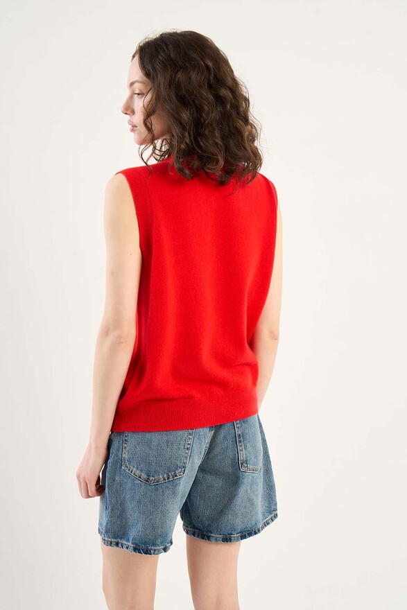 Les Tricots De Léa Gilet Sans Manches En 100% Cachemire GABS Rouge