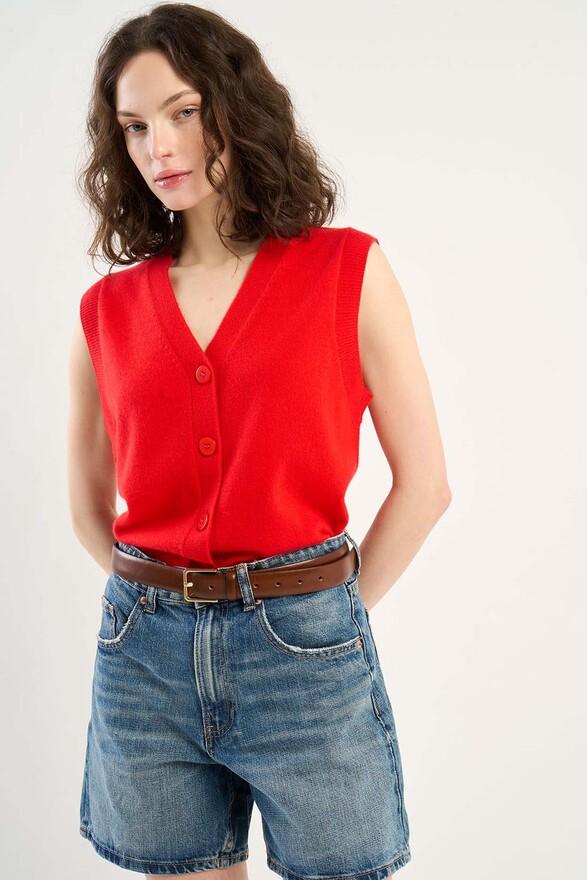 les tricots de léa Gilet sans manches en 100% Cachemire GABS Rouge les tricots de léa Gilet sans manches en 100% Cachemire GABS Rouge