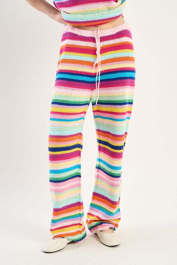 Les Tricots De Léa Pantalon En Crochet En 100% Coton Fait Main PAPOUETTE Multicolore