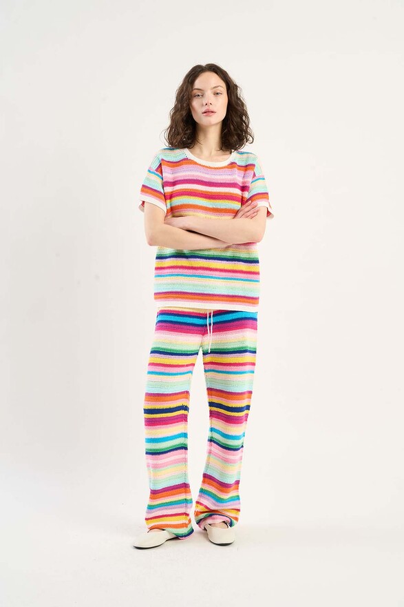 les tricots de léa Pantalon en crochet en 100% Coton fait main PAPOUETTE Multicolore
