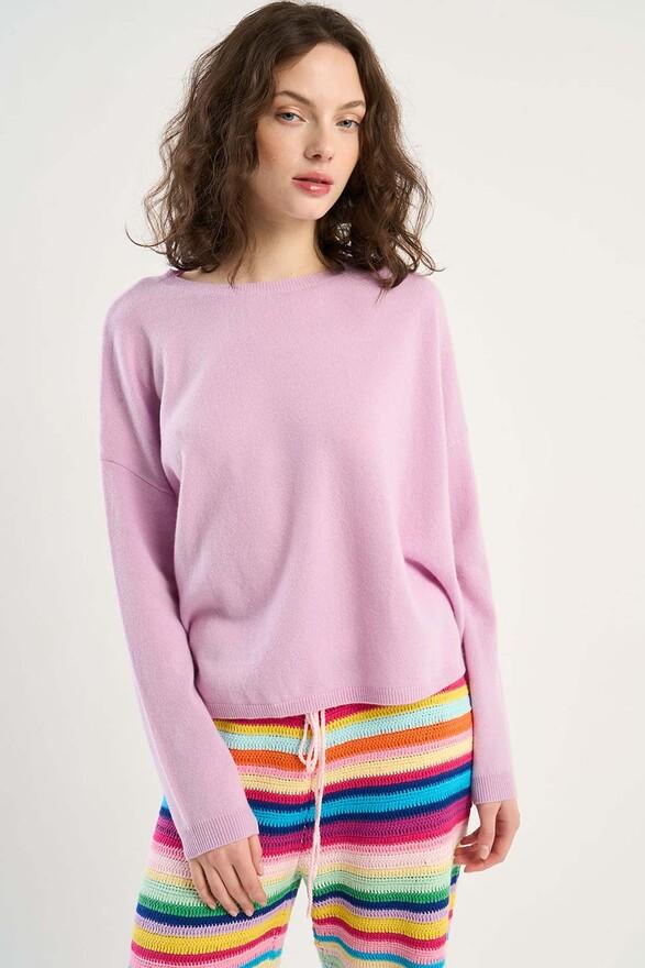 les tricots de léa Pull col bateau en 100% Cachemire MONROE Lilac