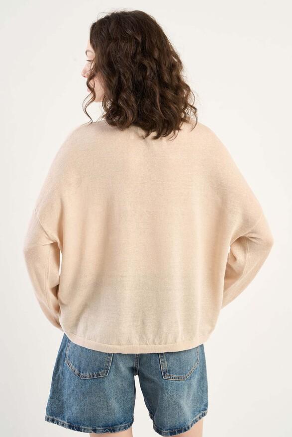 Les Tricots De Léa Pull Col Bateau En 100% Lin MARTINE Beige Chiné