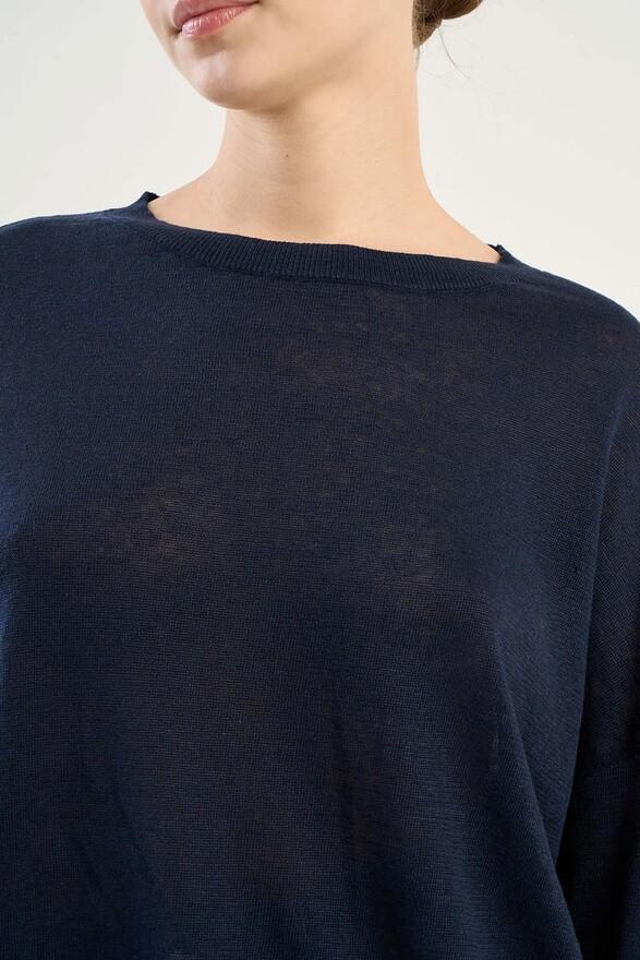 Les Tricots De Léa Pull Col Bateau En 100% Lin MARTINE Marine