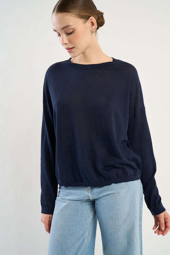 les tricots de léa Pull col bateau en 100% Lin MARTINE Marine les tricots de léa Pull col bateau en 100% Lin MARTINE Marine