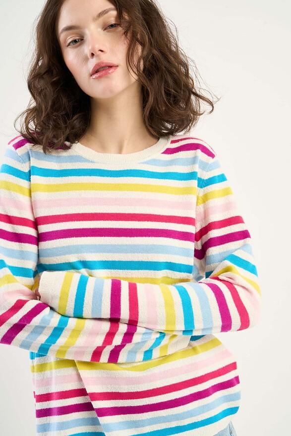 les tricots de léa Pull col rond à rayures colorées MIGETTE Multicolore